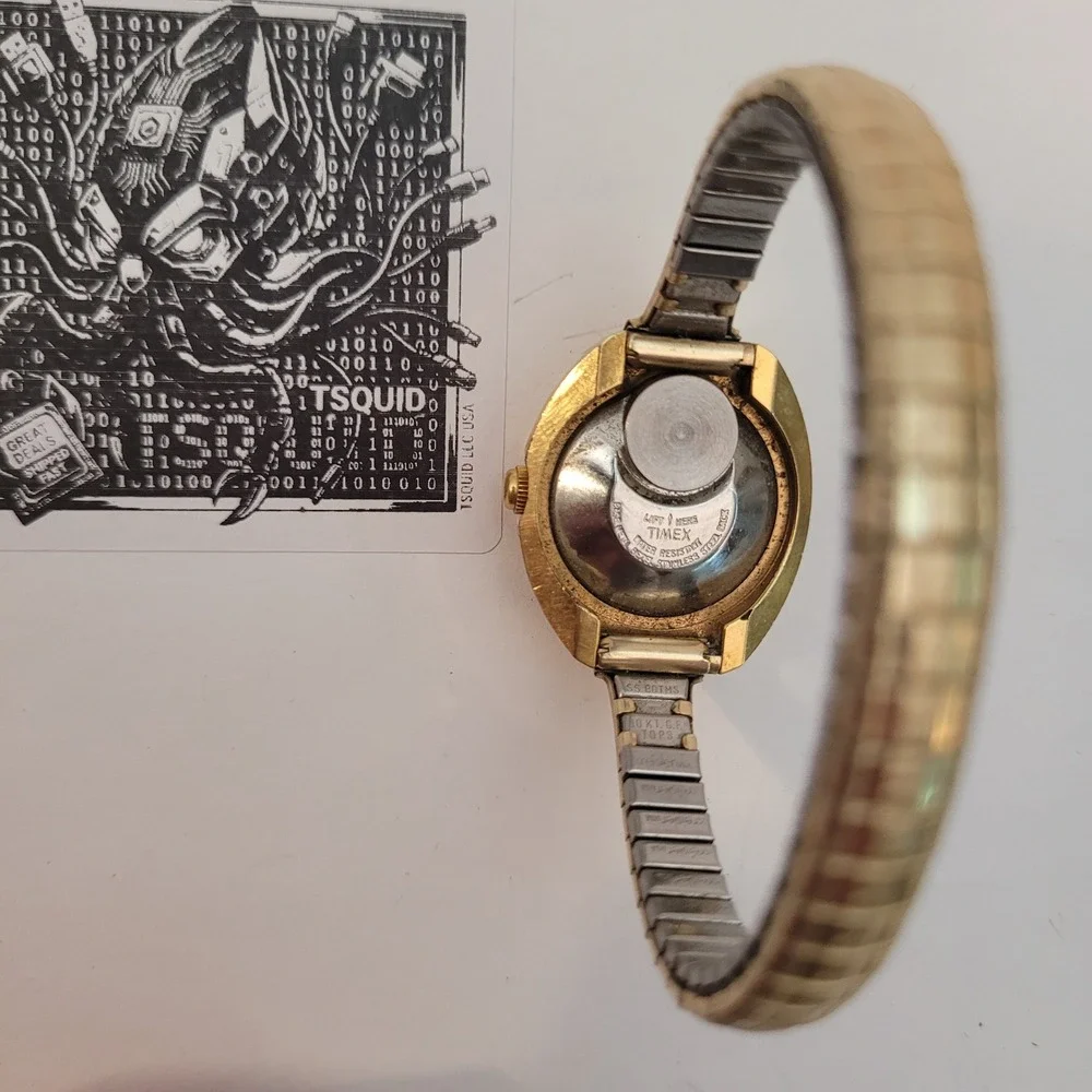 Timex Electric‎ Watch Women Gold Filled Tone Oval Vintage Expansion Band